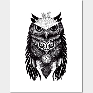 Owl Wild Animal Nature Illustration Art Tattoo Posters and Art